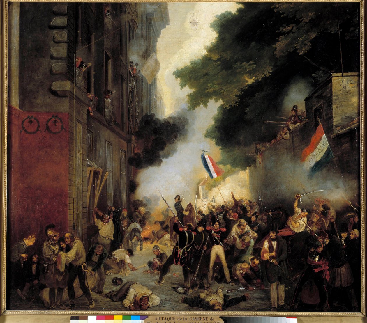 Avsnitt av revolutionen 1830, julidagen: Attack av barackerna på Babylon Street den 29 juli av Abel Lordon