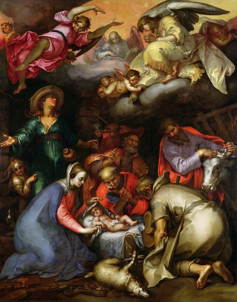 Tillbedjan av herdarna, 1612 av Abraham Bloemaert