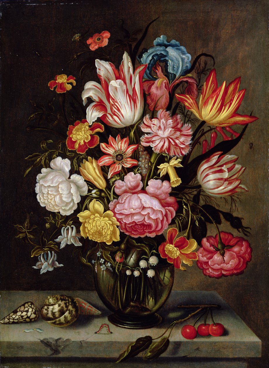 Stilleben av blommor i en äggformad vas av Abraham Bosschaert