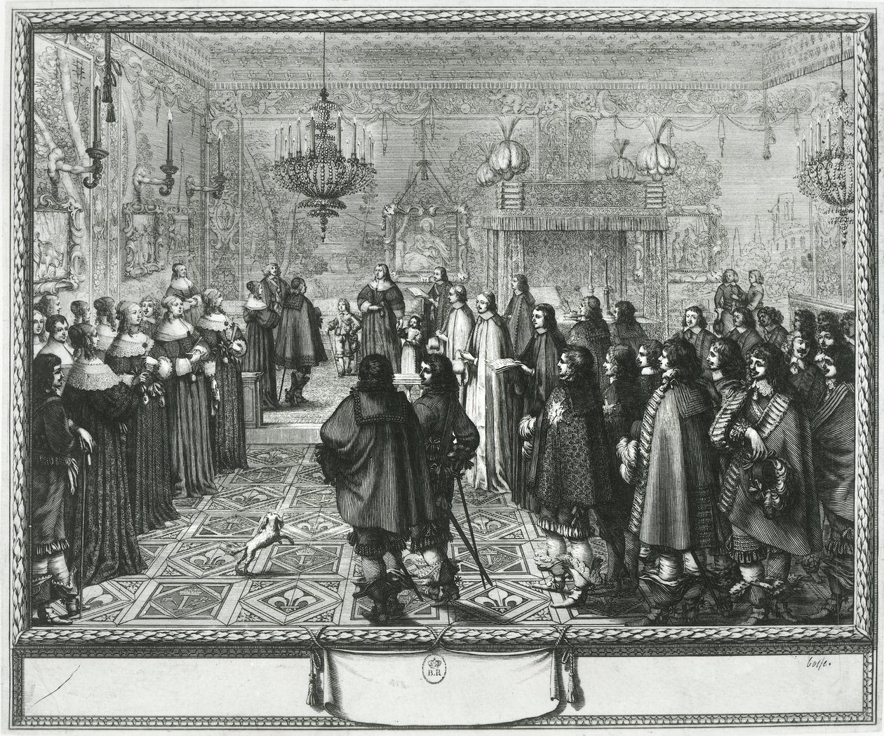 Ceremoni överlämnande av äktenskapskontraktet mellan Wladyslaw IV (1595-1648) och Maria Ludwiga Gonzaga (1611-67) i Fontainebleau, 25 september 1645 av Abraham Bosse
