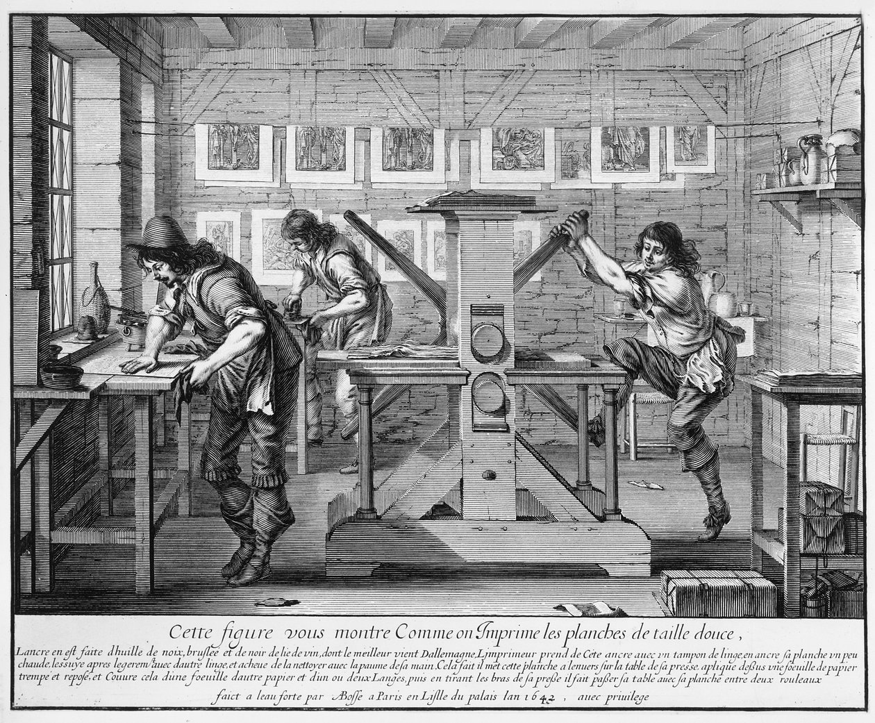 Fransk tryckpress, 1642 av Abraham Bosse