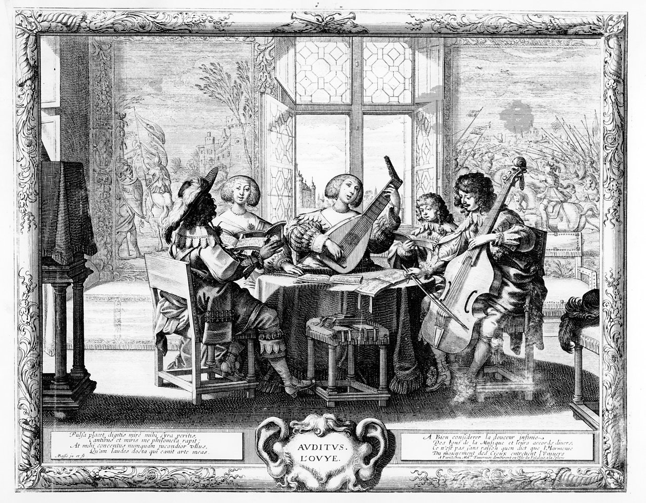 Musikensemblen med en luta av Abraham Bosse