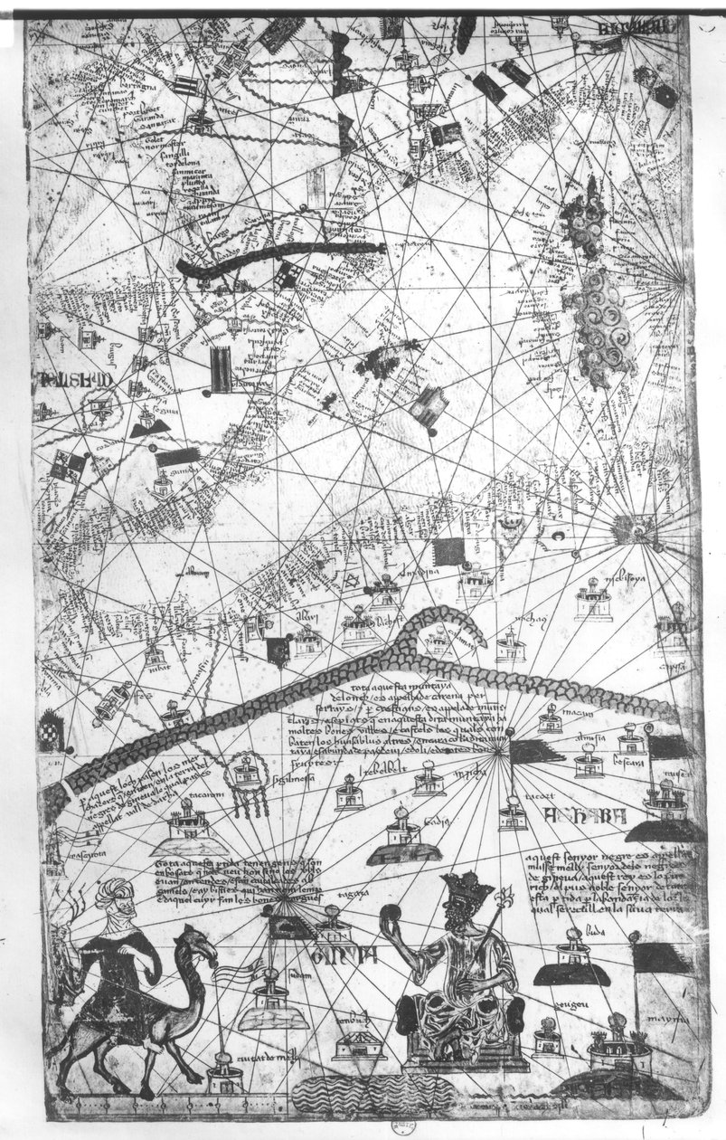 Detalj från den katalanska atlasen, 1375 av Abraham Cresques