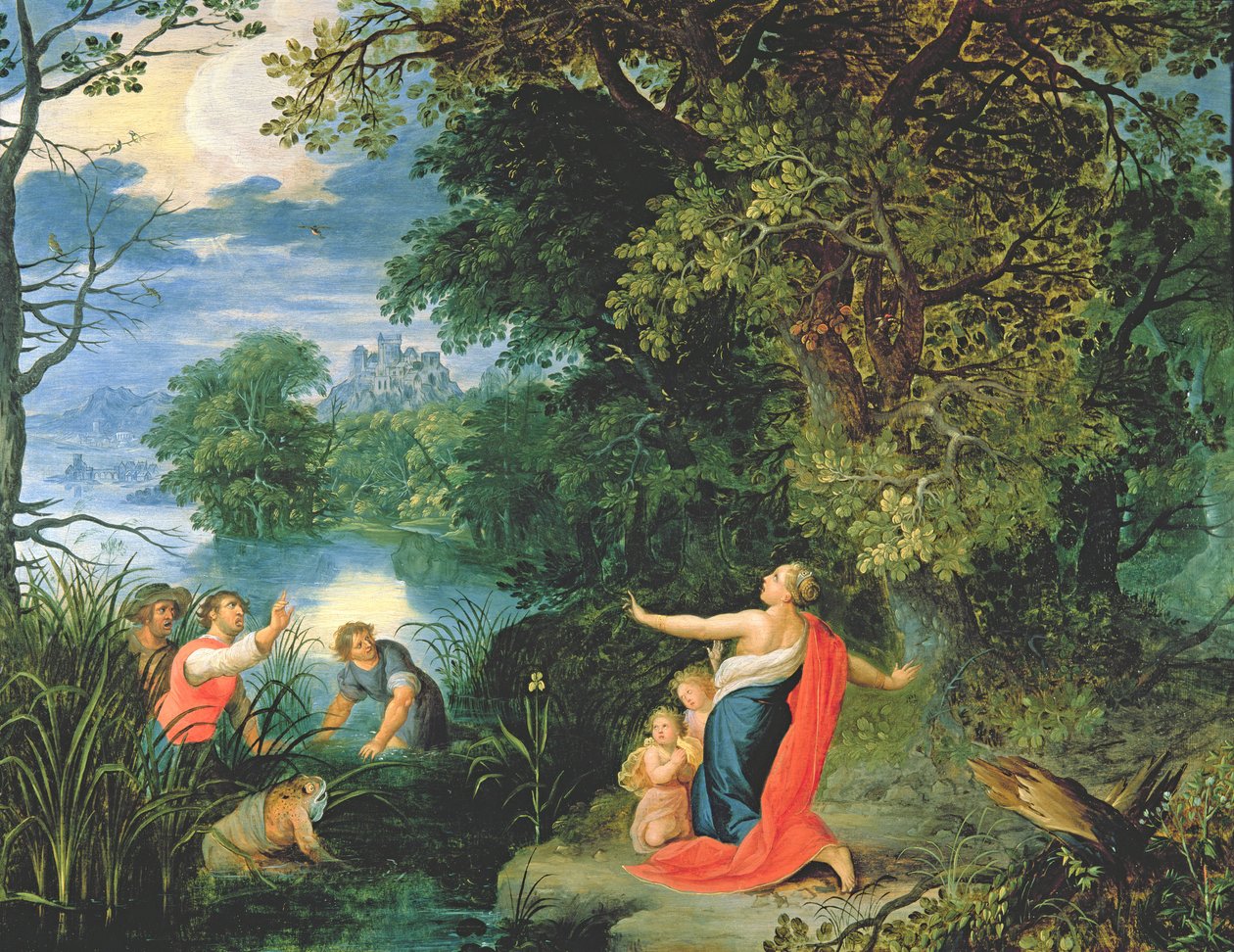Latona och grodorna (olja på koppar) av Abraham Govaerts