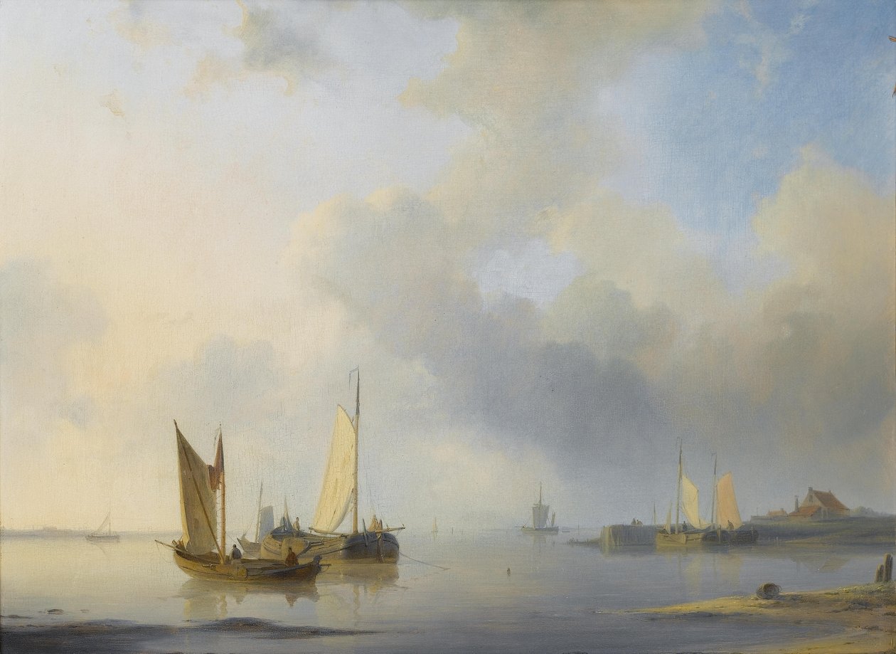 Dutch barges in a calm av Abraham Hulk