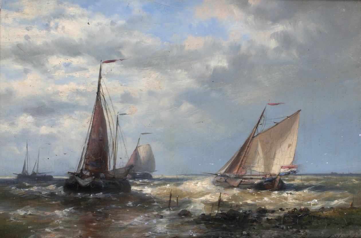Fishing boats at sea av Abraham Hulk