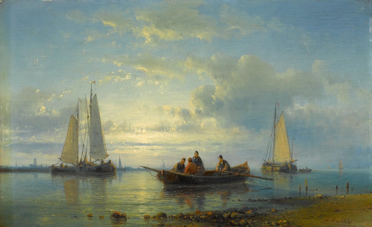 Fishing boats on a shore av Abraham Hulk
