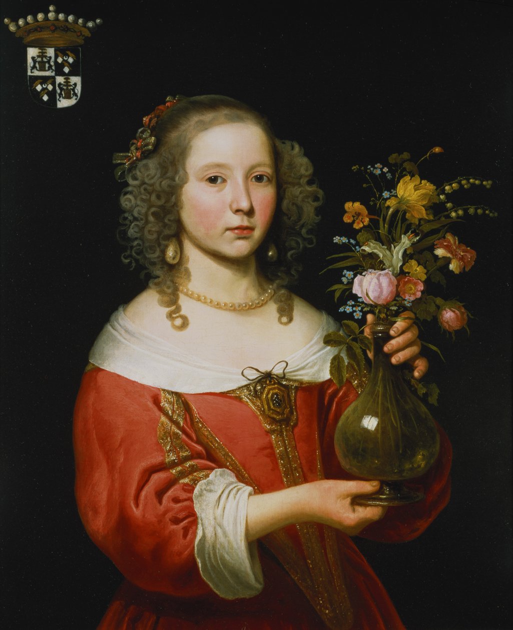 Porträtt av en ung flicka av Abraham Lambertsz van den Tempel