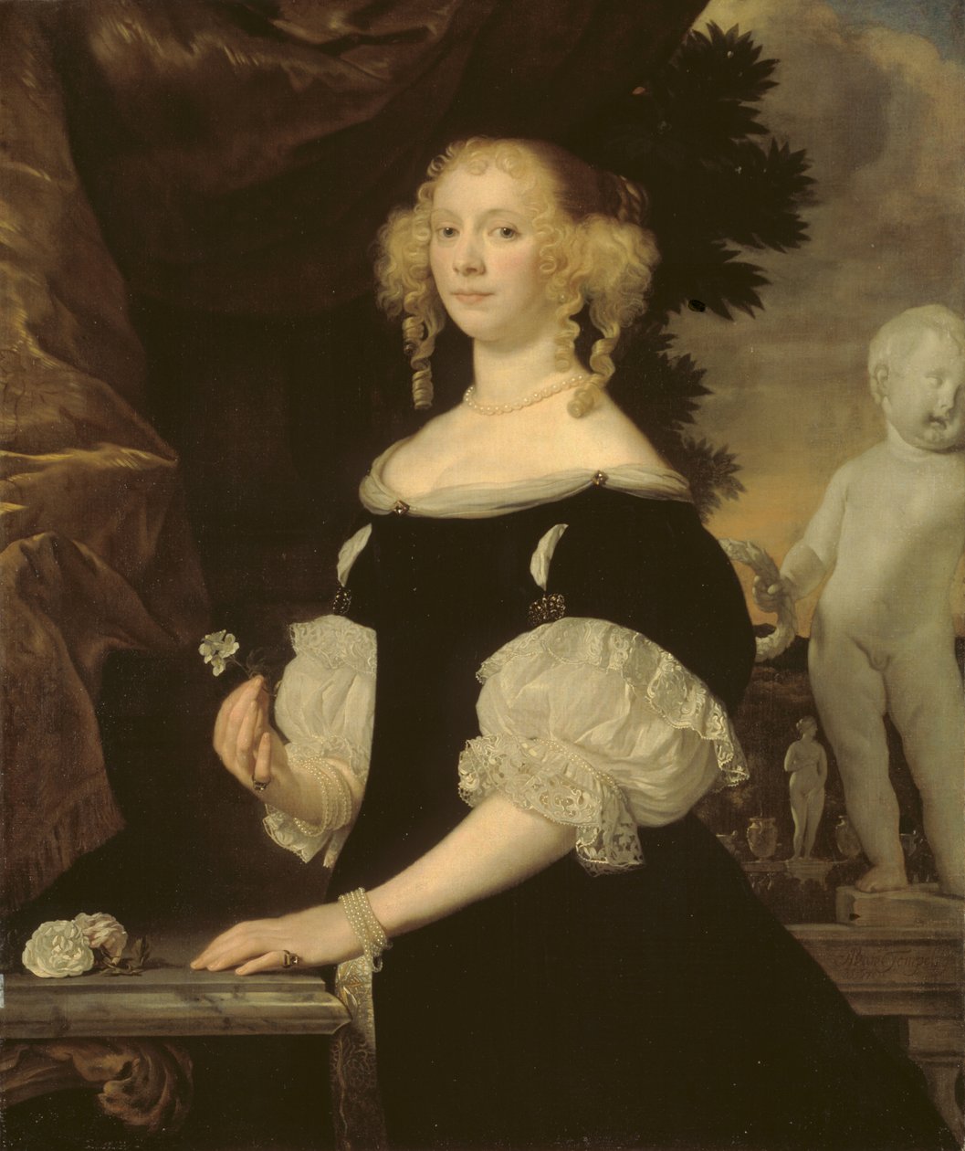 Portrait of the widow of admiral van Balen av Abraham Lambertsz van den Tempel