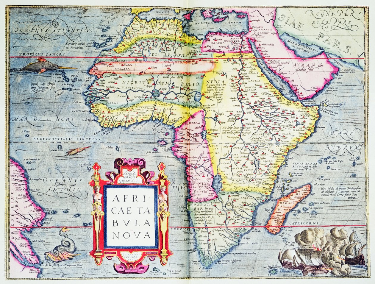 Africae tabvla nova, 1570 (färggravyr) av Abraham Ortelius