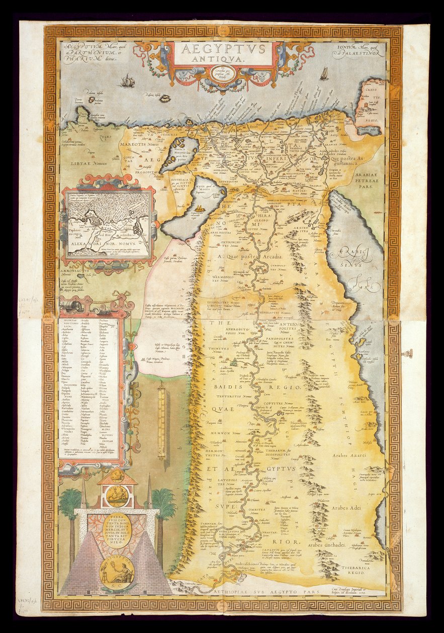 Karta över det gamla Egypten, 1584 av Abraham Ortelius