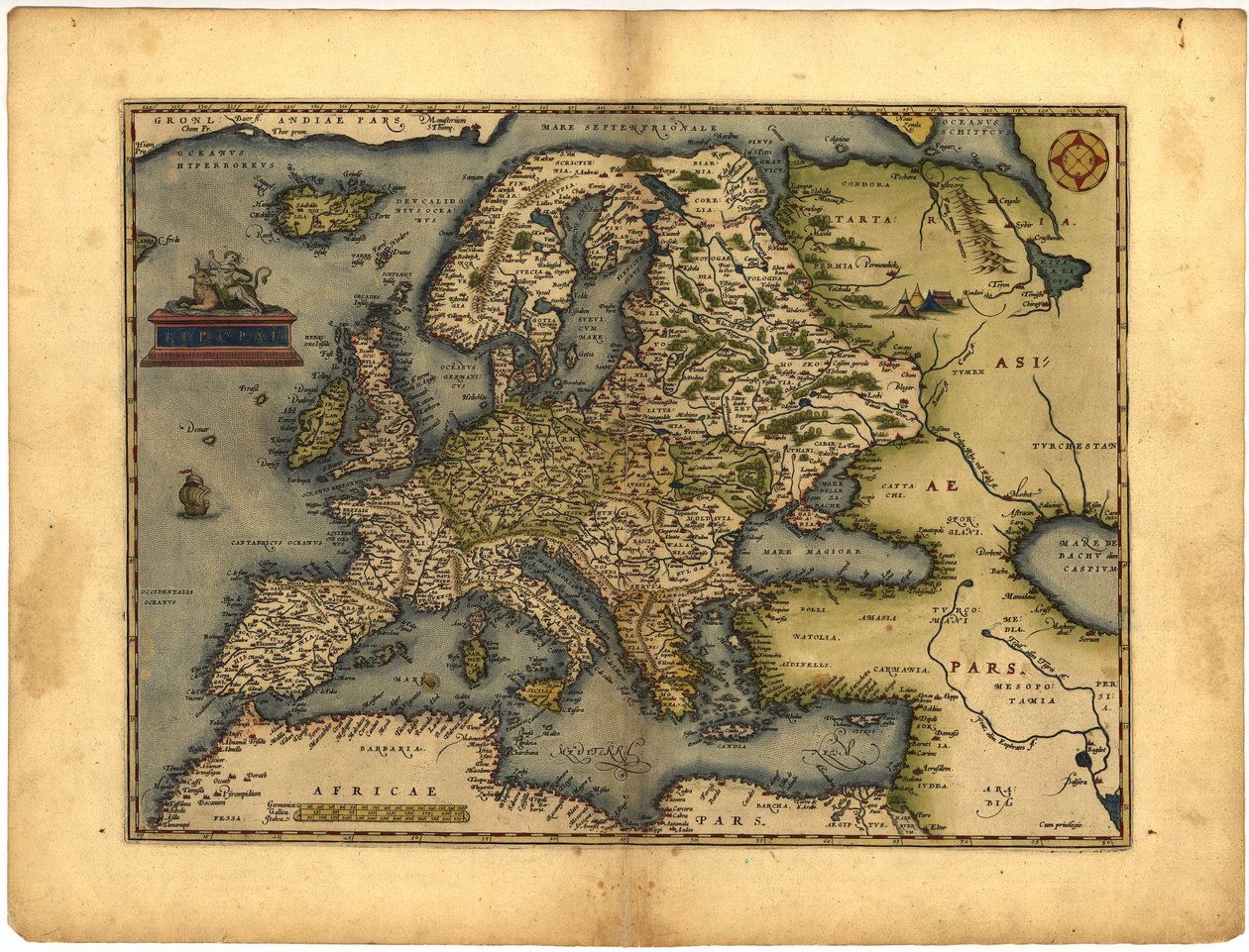 Map of Europe by Abraham Ortelius ( av Abraham Ortelius
