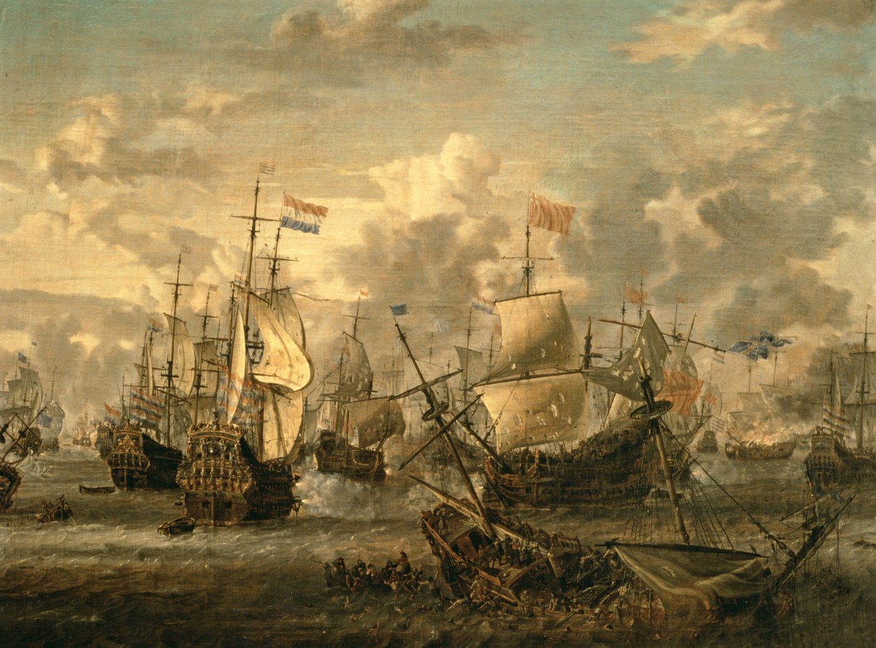 Avsnitt av Four Days Battle, 1-4 juni 1666 av Abraham Storck