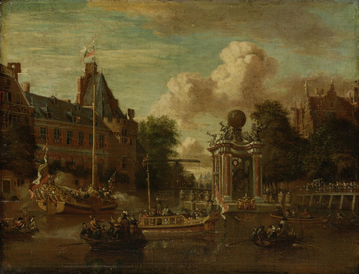 The arrival of the Russian embassy in Amsterdam, 29 August 1697 av Abraham Storck
