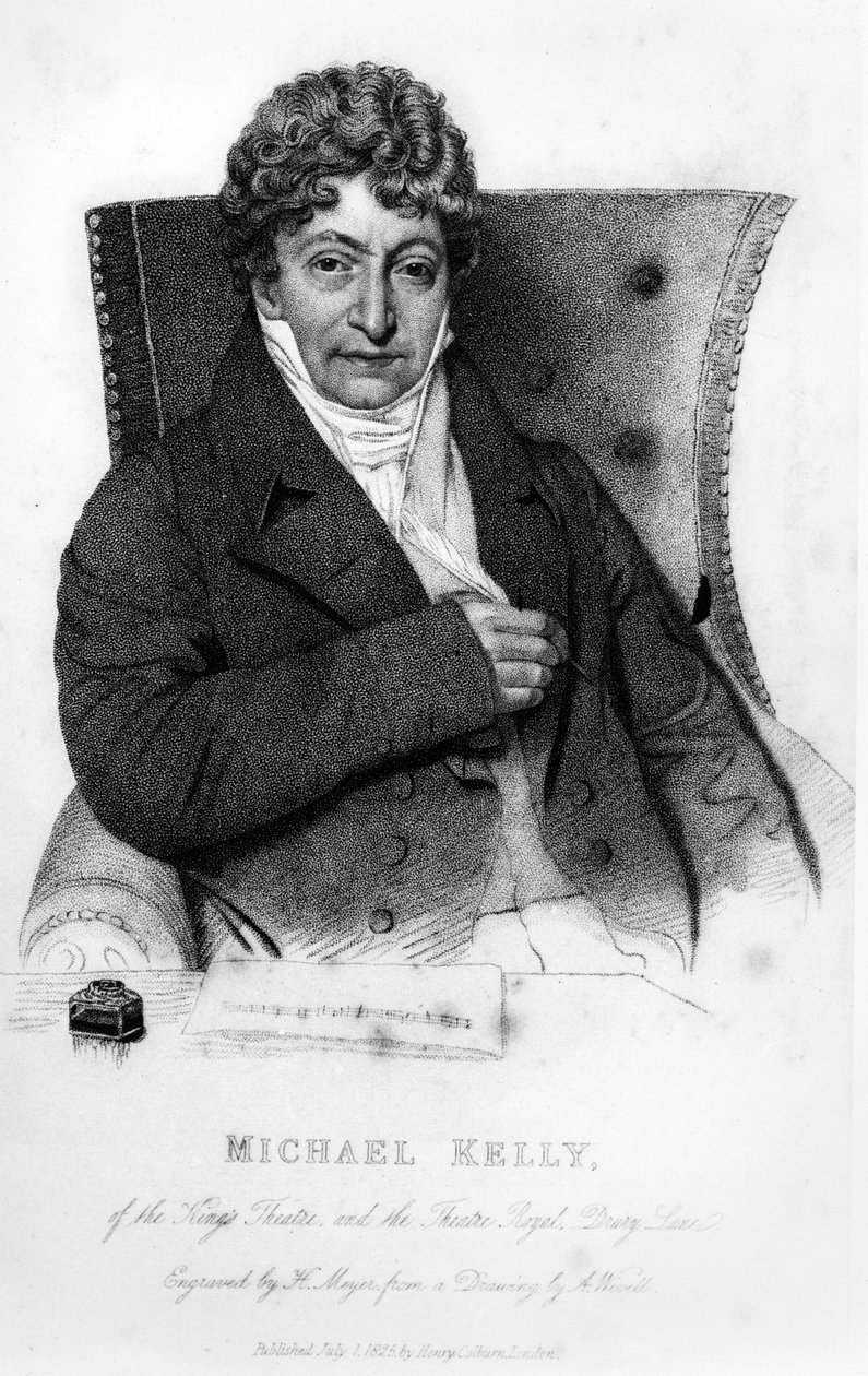 Michael Kelly, frontispice från "Reminiscences of Michael Kelly" av Michael Kelly och Theodore Hook, tryckt av H. Meyer, publicerad 1825. av Abraham Wivell