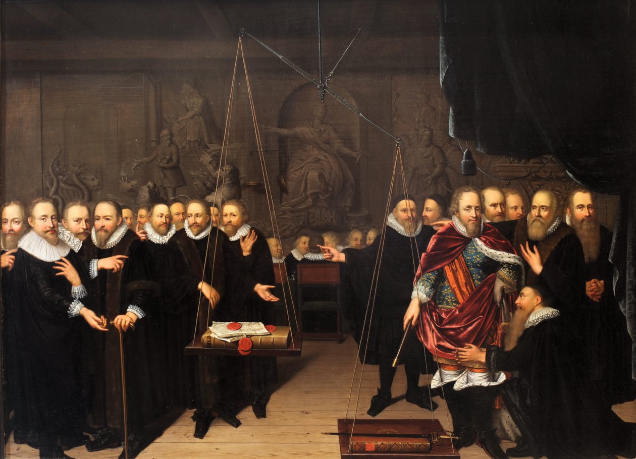 Allegory of the theological dispute between the Arminianists and their opponents av Abraham van der Eyk