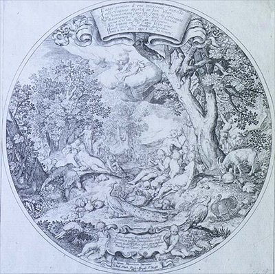 Guldåldern, graverad av Jan Theodore De Bry (1561-1623) (etsning) av Abraham (after) Bloemaert