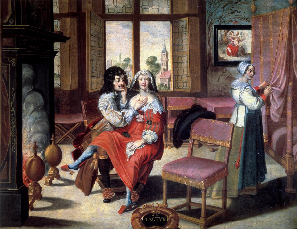 De fem sinnena: beröringen Ett par som smeker varandra. Målning av Abraham Bosse (1602-1674) 1600-talet. Rundturer, Museum of Fine Arts av Abraham (after) Bosse