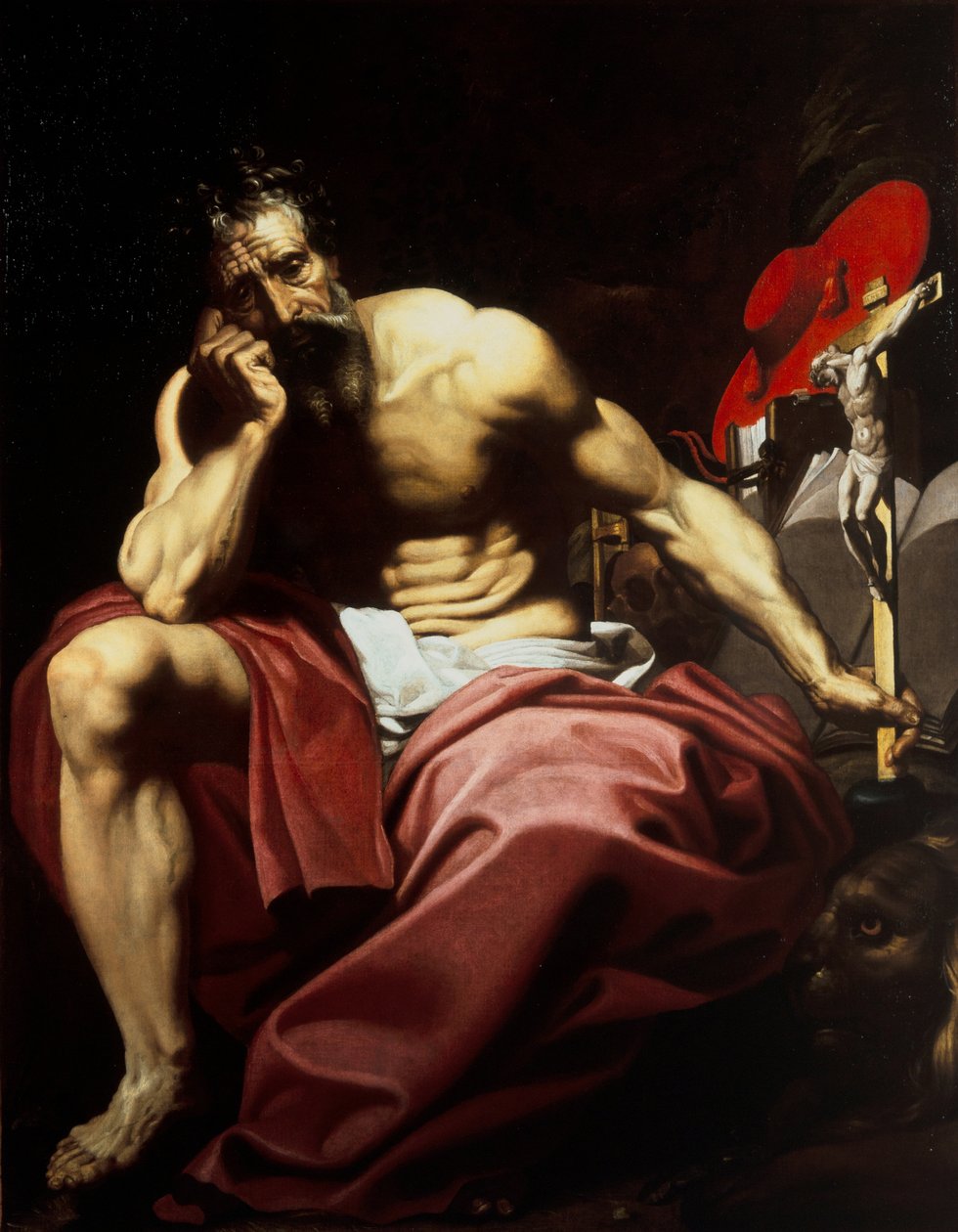 Saint Hieronymus, ca 1610 (olja på duk) av Abraham (attr.to) Janssens