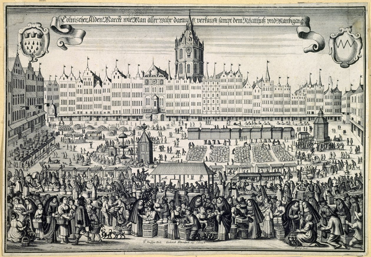 Gamla marknaden i Köln, ca. 1660 av Abraham Aubry