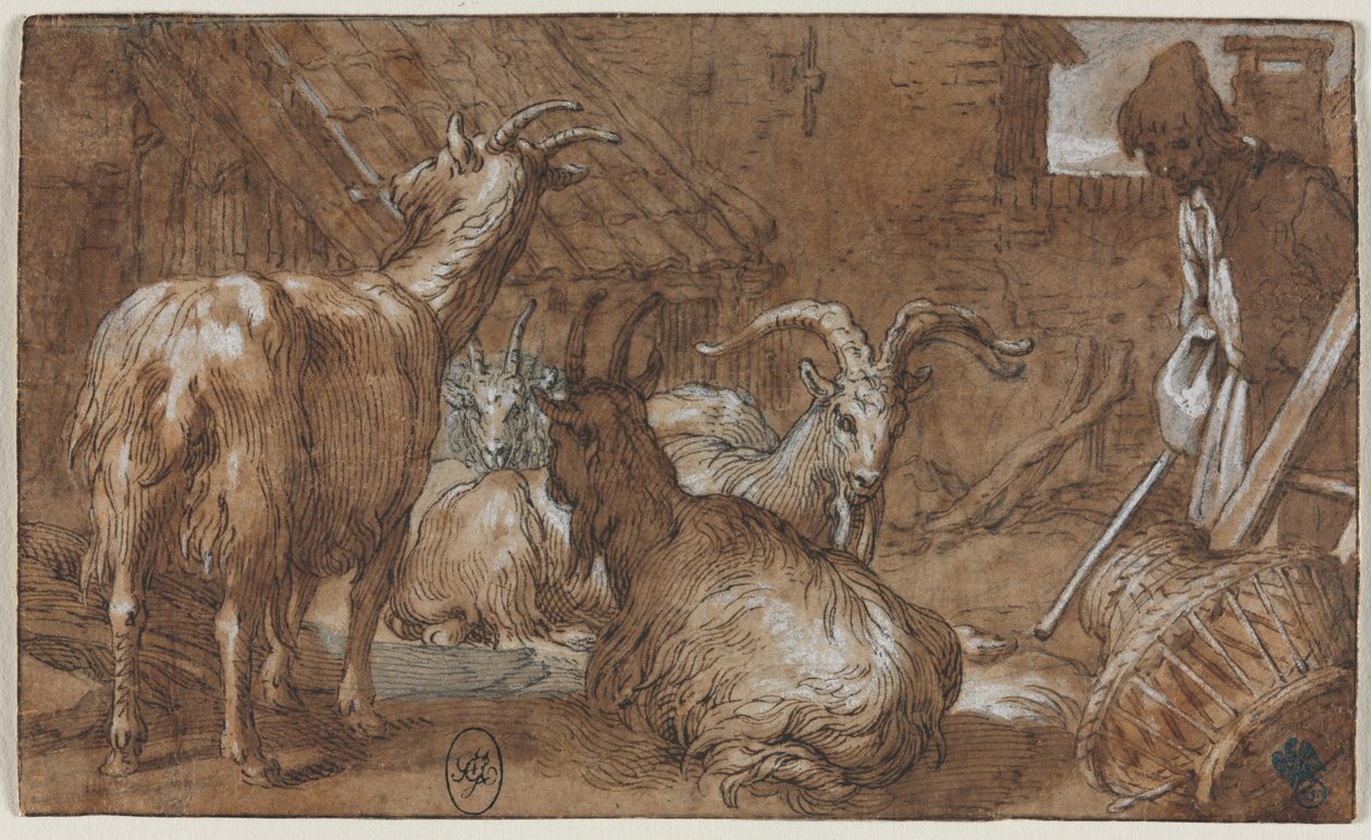 En ladugård med getter och en getherde, ca. 1610-1615. av Abraham Bloemaert