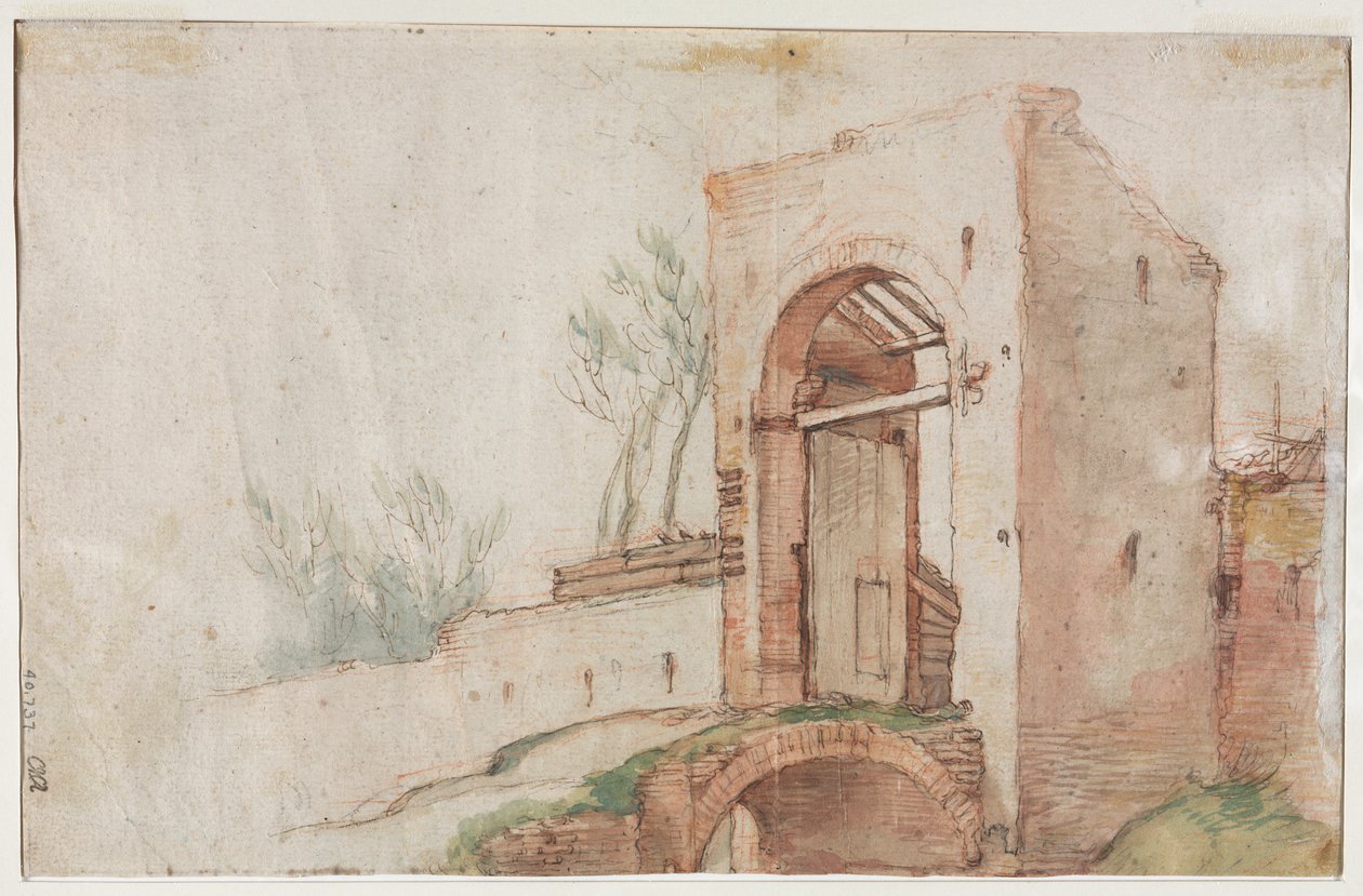 Bridge and Gate tergo, ca. 1600. av Abraham Bloemaert