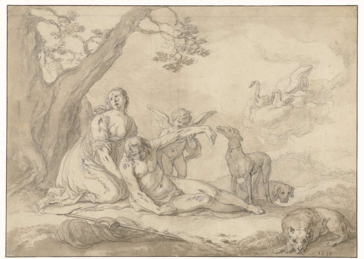 Diana en Endymion av Abraham Bloemaert