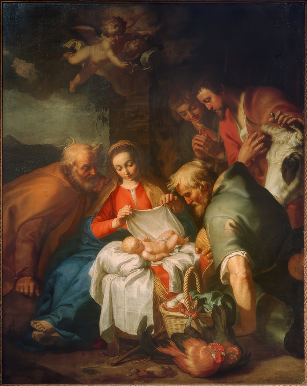 Tillbedjan av herdarna av Abraham Bloemaert