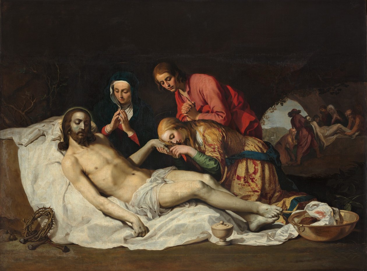 Holländska: Kristi klagan (Mark 15:41) Kristi klagan av Abraham Bloemaert