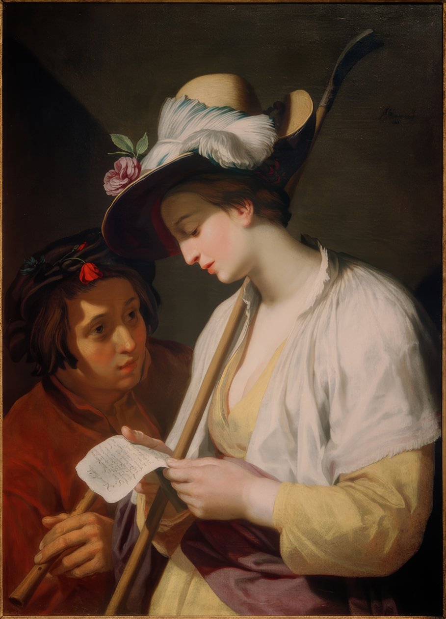 Herdinna med en dikt av Abraham Bloemaert