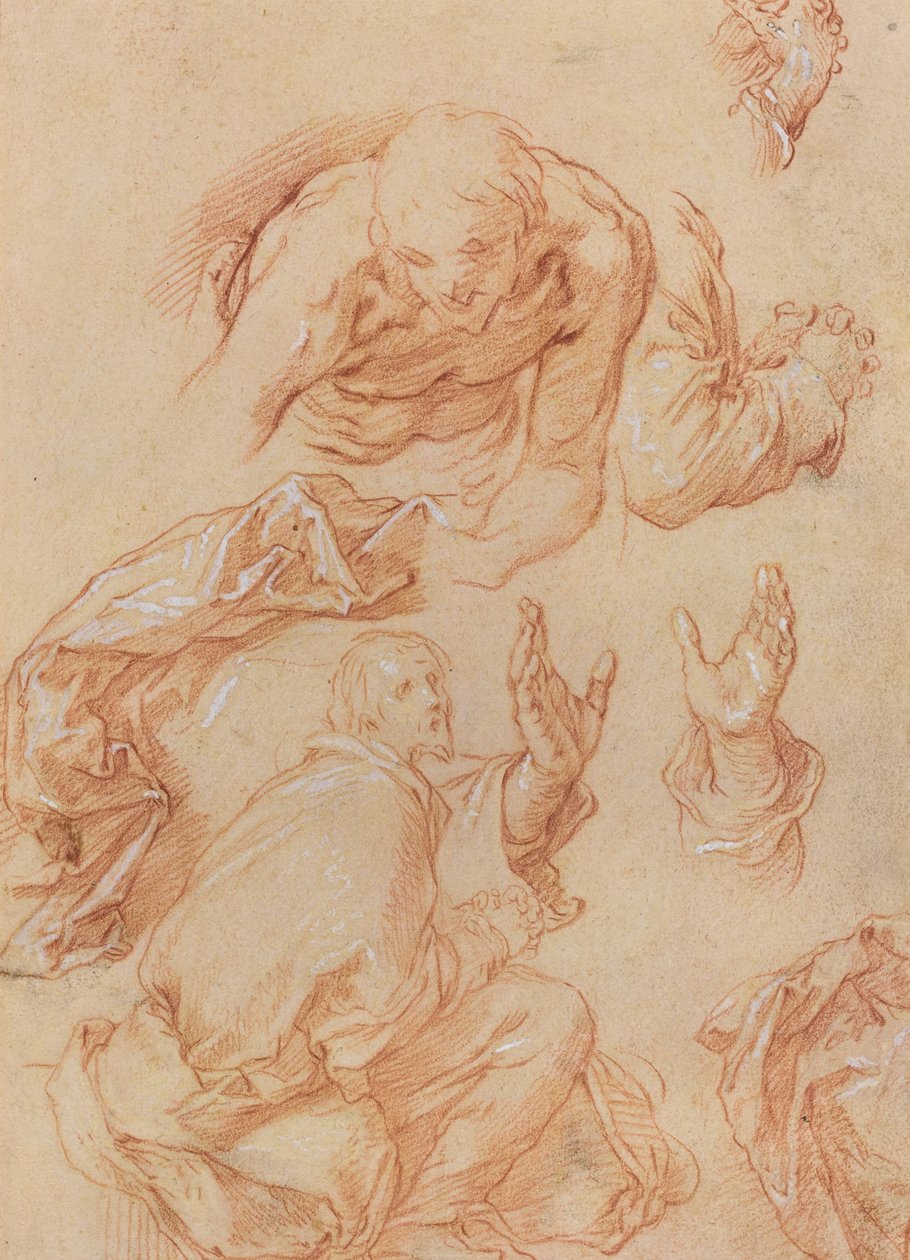Studier av händer och böjande figurer [verso] av Abraham Bloemaert
