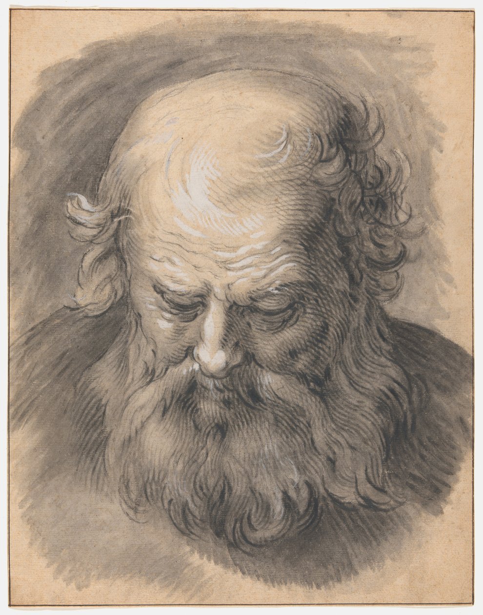 Studie av huvudet på en skäggig man av Abraham Bloemaert