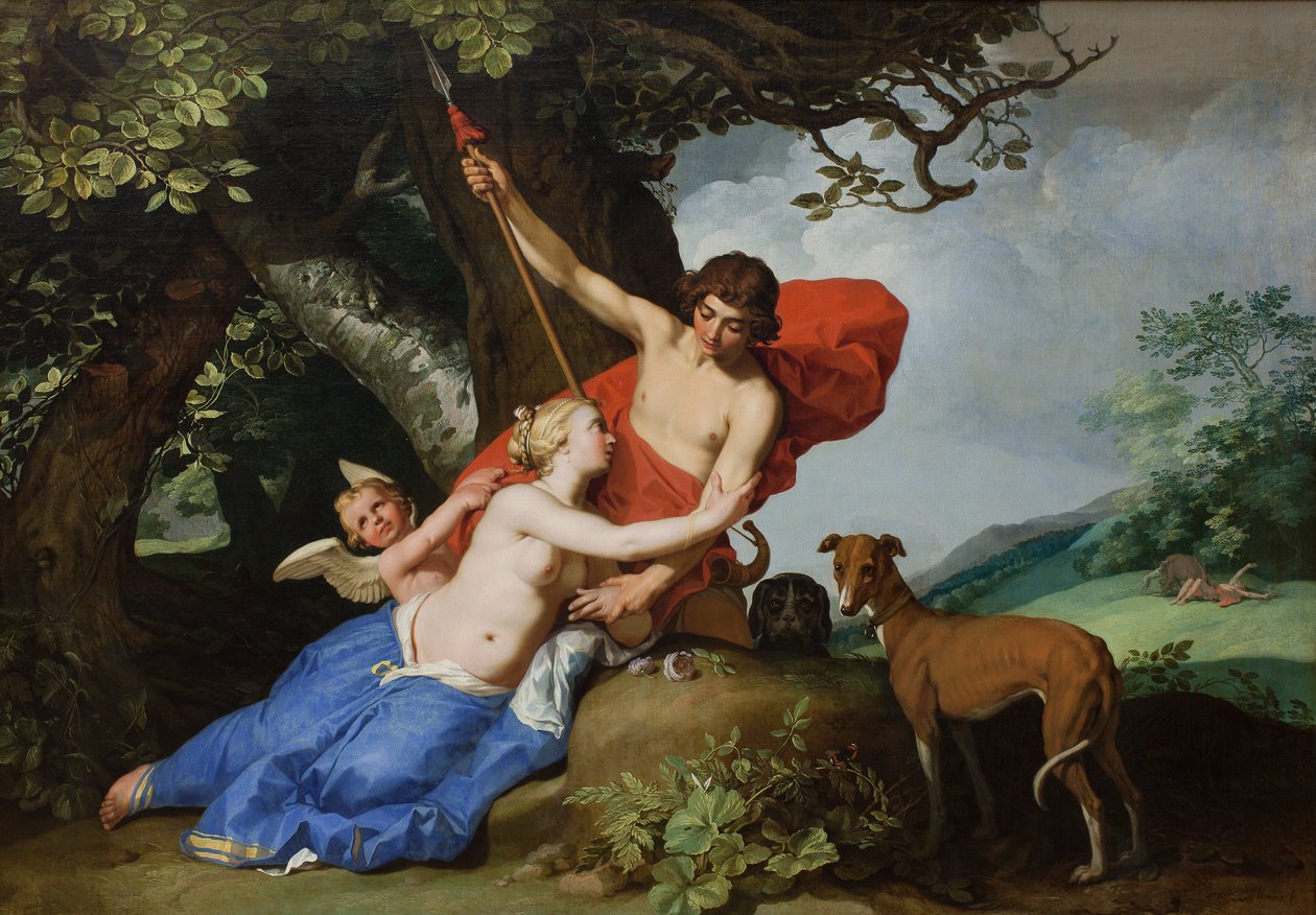 Venus och Adonis av Abraham Bloemaert