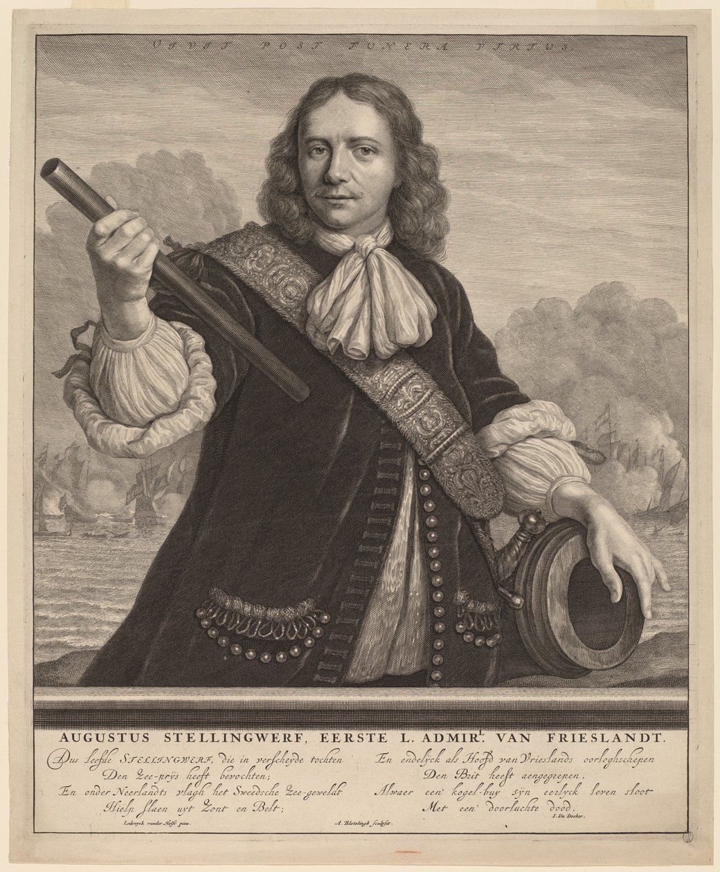 Augustus Stellingwerf, förste amiral av Friesland av Abraham Blooteling after Lodewyk van der Helst