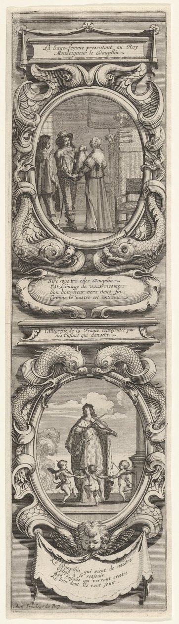 Allegorier till ära av Dauphinens födelse, ca. 1638. av Abraham Bosse