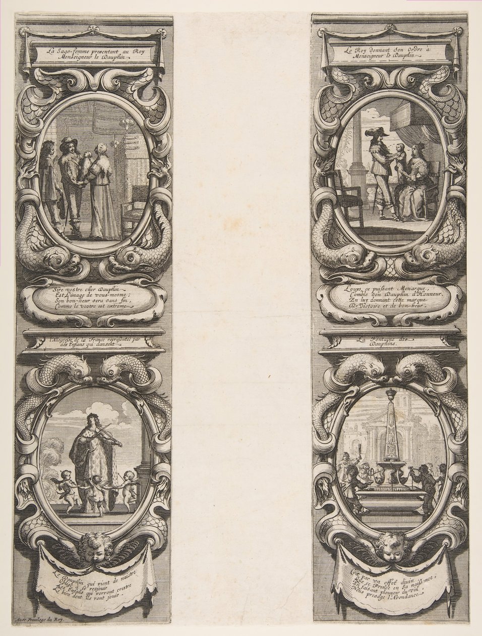 Almanach för 1639: Ludvig XIII och Anne av Österrike anförtror kungariket och arvtagaren..., 1638. av Abraham Bosse