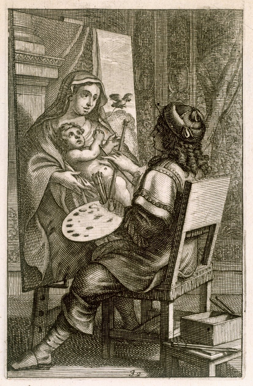 Artist at Work, från "Recueil de Figures...", pub. Paris, 1737 av Abraham Bosse