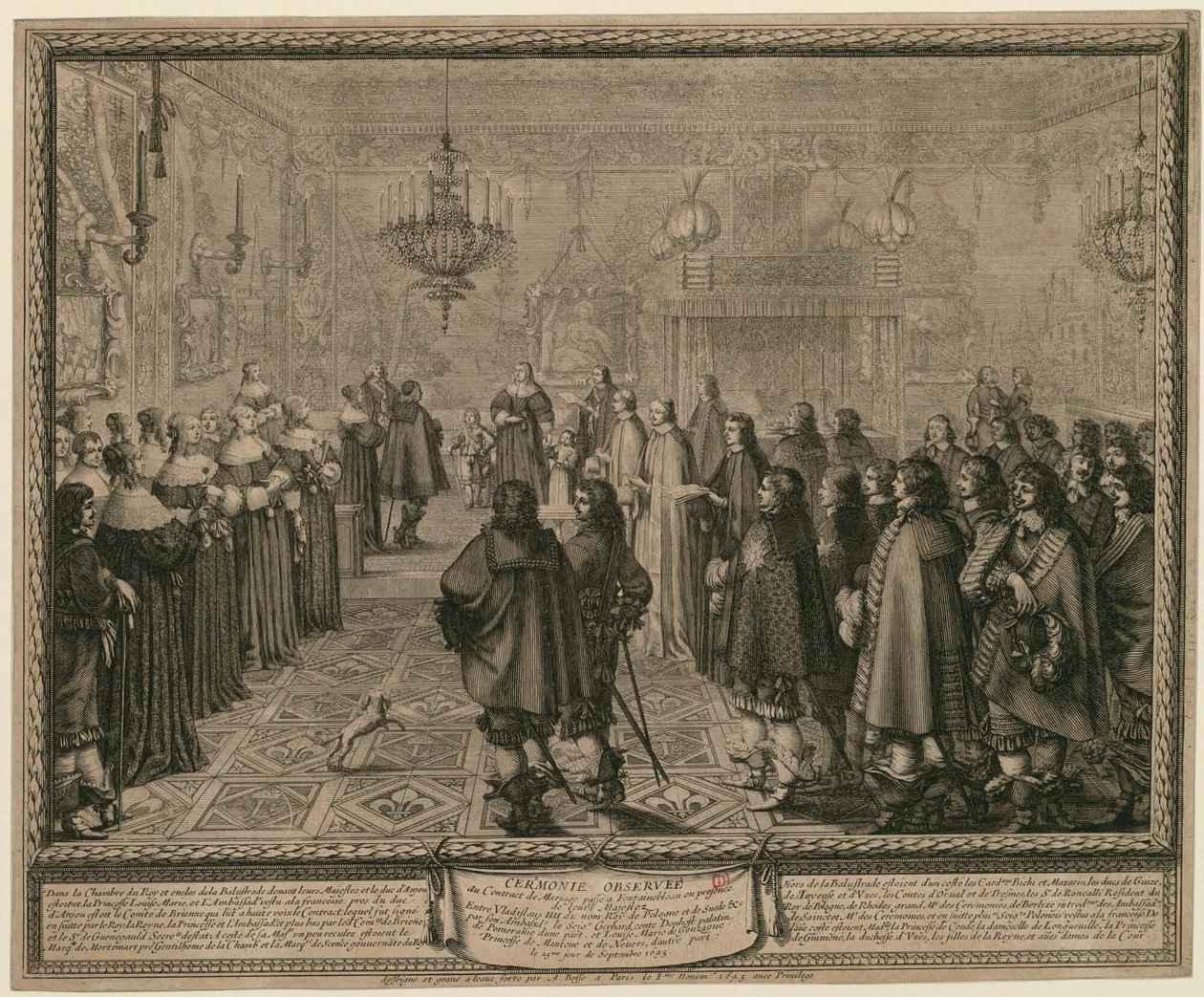 Ceremoni vid det äktenskapskontrakt som ingicks i Fontainebleau i deras majestäters närvaro mellan Vladislav IV, kung av Polen och Sverige [...] av Abraham Bosse