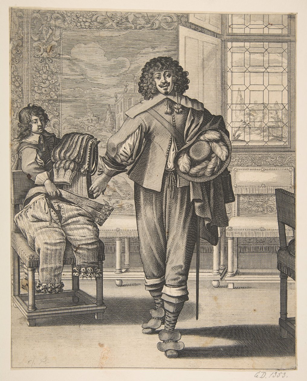 Courtier Following Edict Against Superfluity in Dress Le Courtisan suivant le..., mitten av 1600-talet. av Abraham Bosse