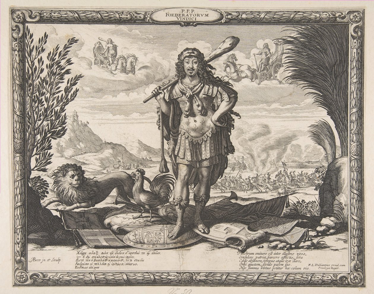 Krigsförklaring mot Spanien av Ludvig XIII: Kungen som Herkules, ca. 1635. av Abraham Bosse