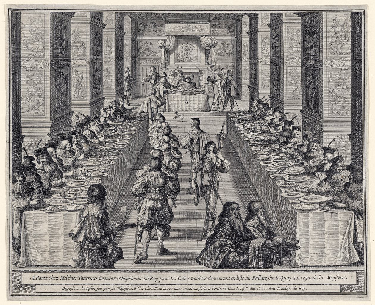 Tillhandahållande av högtiden, från ?The Order of the Holy Spirit?, pub. 1634 av Abraham Bosse