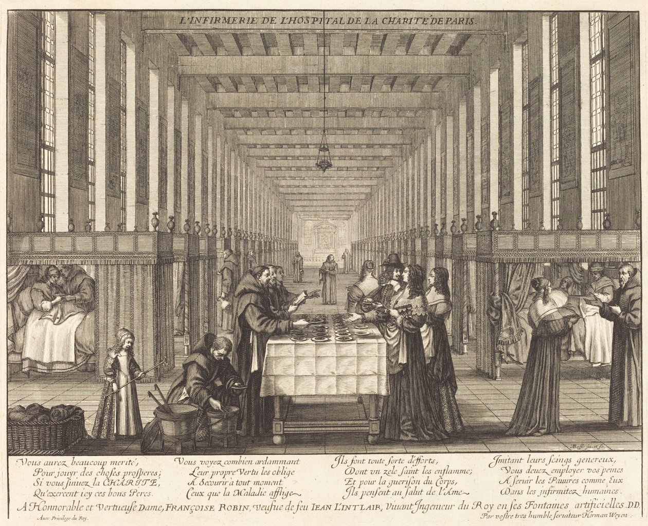 Sjukhuset på Hospital de la Charite de Paris av Abraham Bosse
