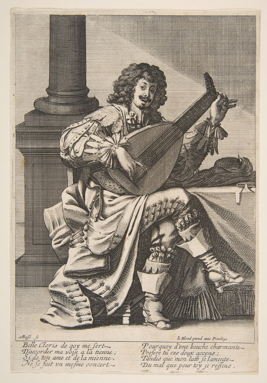 Man Singing and Playing a Lute, mitten till slutet av 1600-talet. av Abraham Bosse