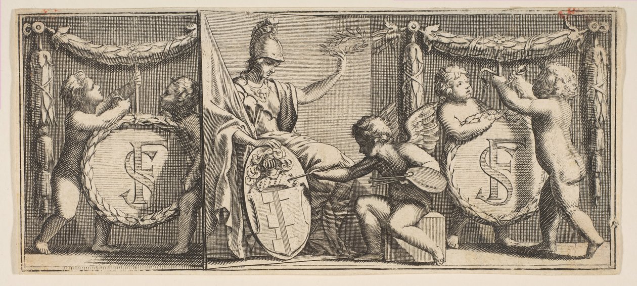 Minerva och François Sublet de Noyers vapen Målade av Geniu..., mitten till slutet av 1600-talet. av Abraham Bosse