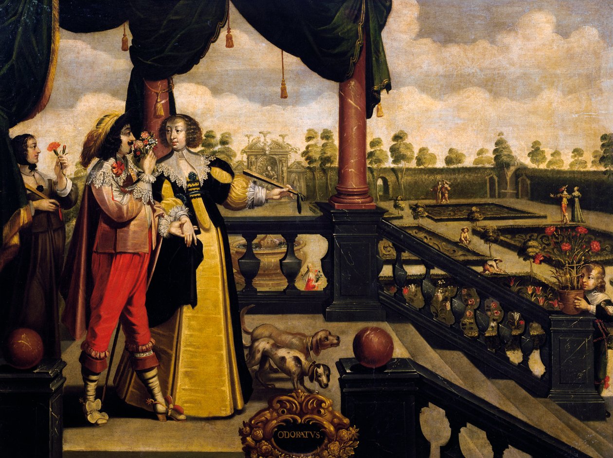Luktsinne, ca 1635, av Abraham Bosse (1604-1676), efter målning från serie om 5 av okänd konstnär, Frankrike av Abraham Bosse