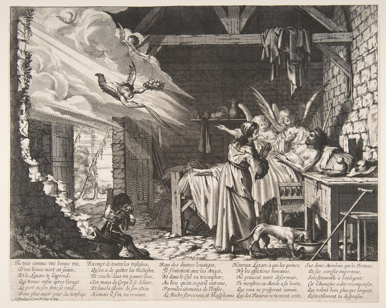 Lasarus död, 1620-76. av Abraham Bosse
