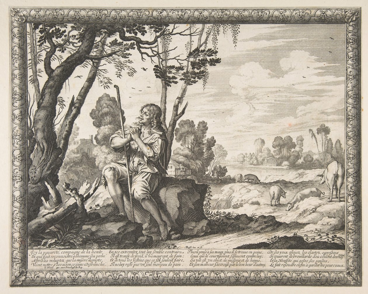 Den förlorade sonen vaktar grisar Den förlorade sonen vaktar grisar, ca. 1636. av Abraham Bosse