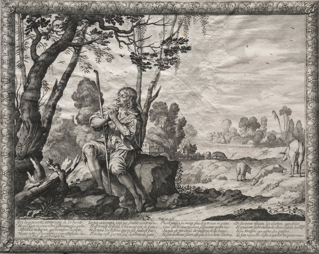 The Prodigal Son: The Prodigal Ting the Pigs av Abraham Bosse