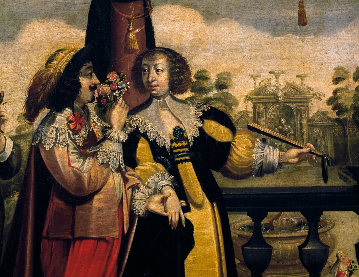 Luktsinnet, ca 1635, av Abraham Bosse (1604-1676), efter en målning ur en serie om 5 av okänd konstnär, detalj. Frankrike av Abraham Bosse