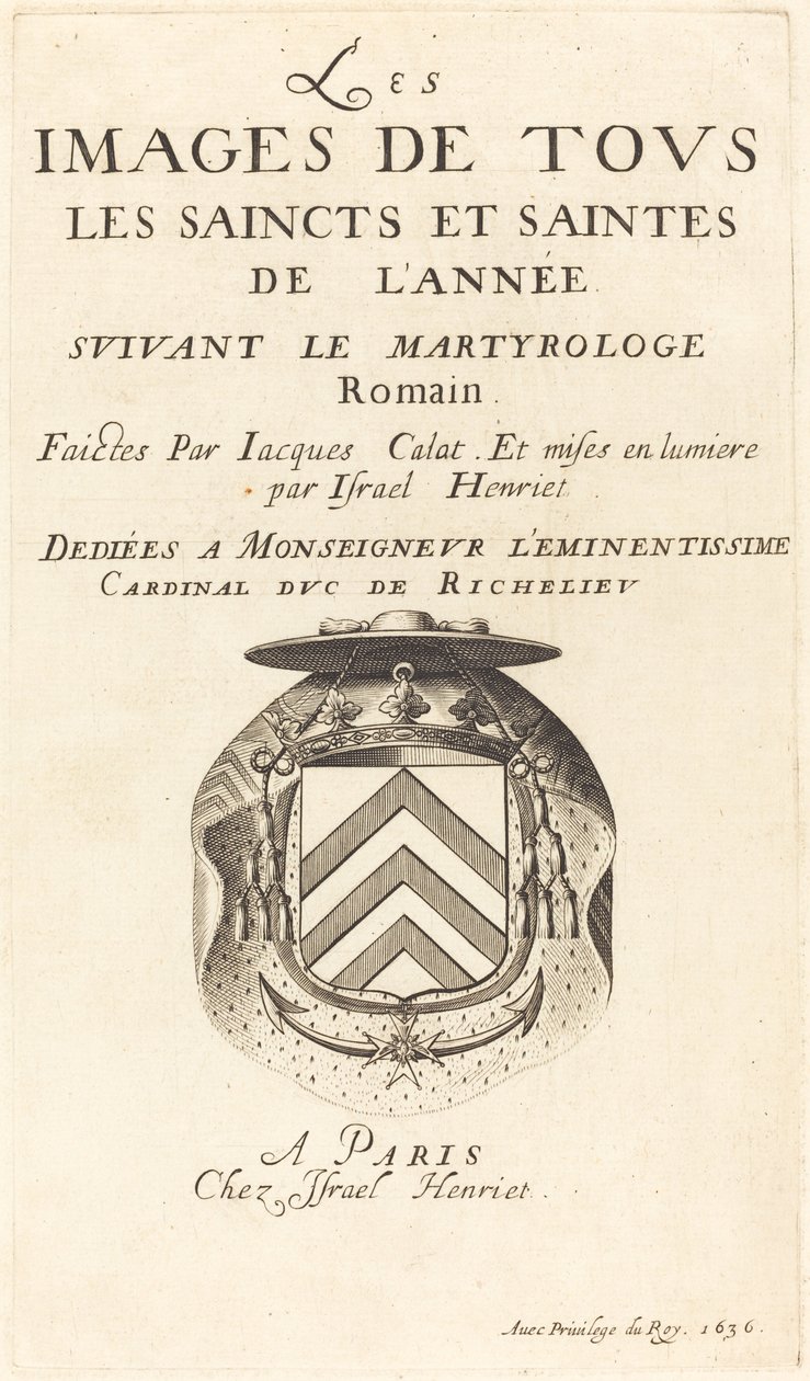 Titelsida för Callots "The Calendar of Saints" av Abraham Bosse